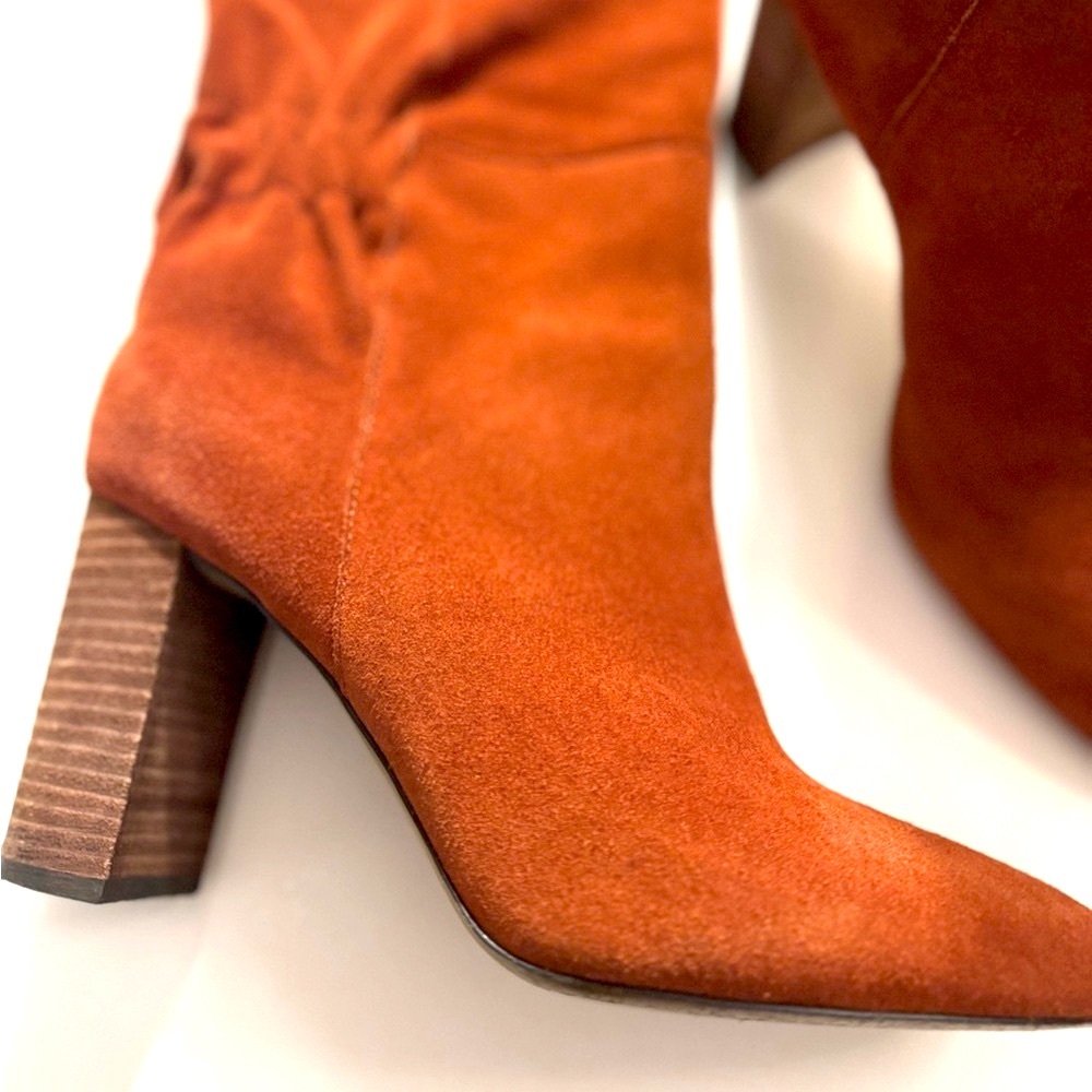 CHARLES BY CHARLES DAVID Womens Red Ruched Barrie Leather Booties - Picture 11 of 13